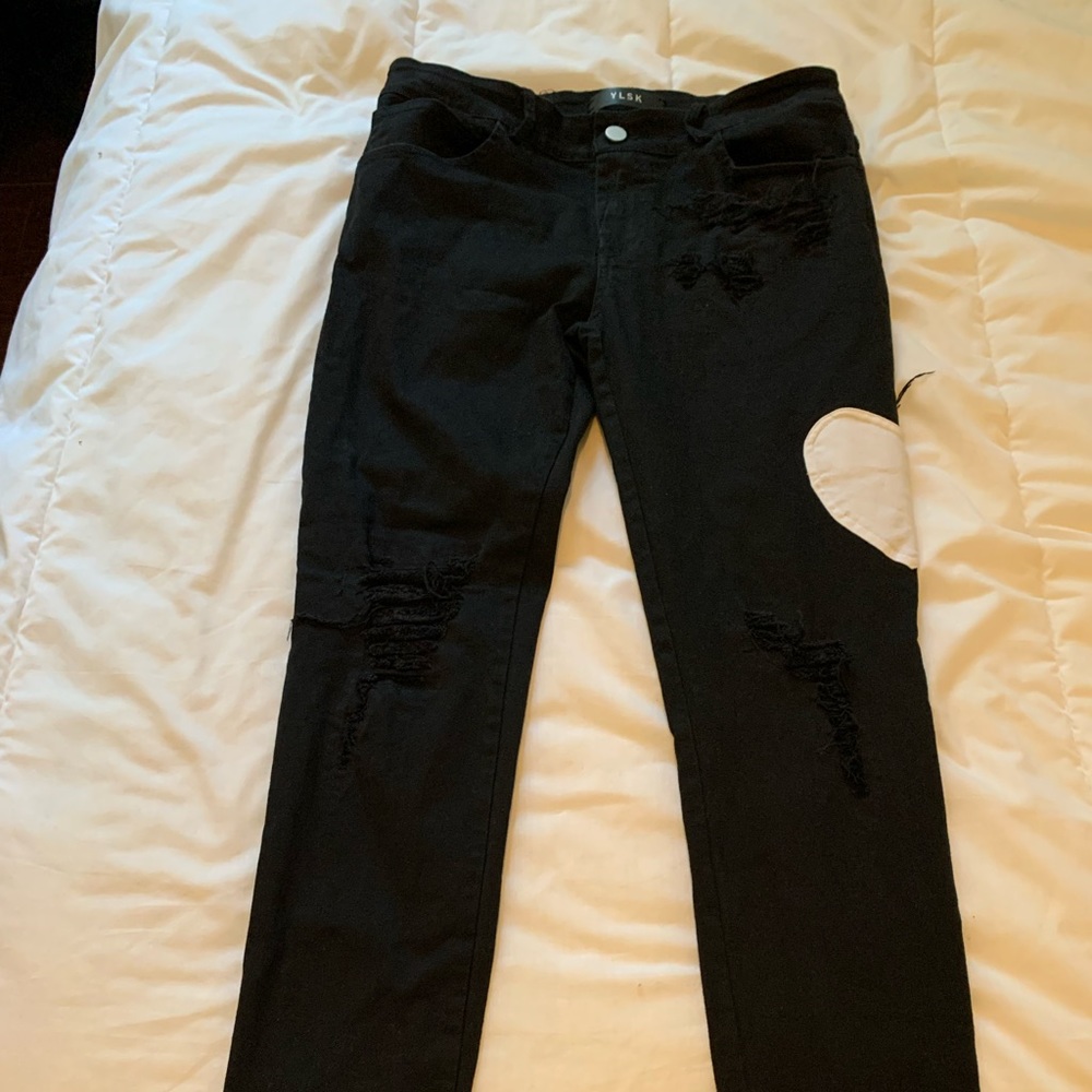 YLSK distressed black denim size 30